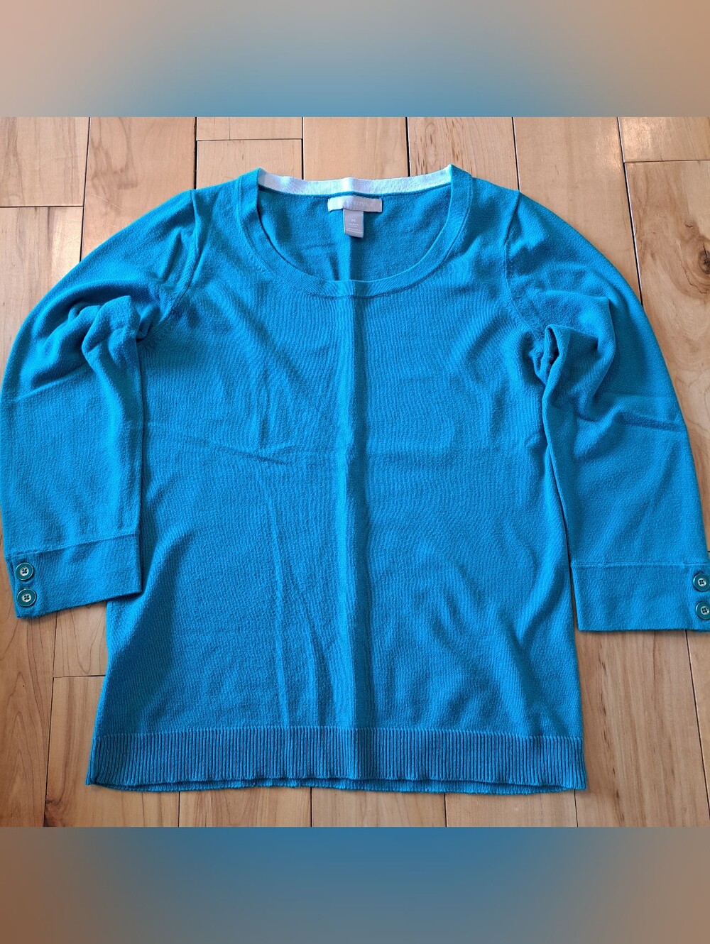 BANANA REPUBLIC 3/4 Length Sleeve Sweater Dressy Flattering Teal Size Medium